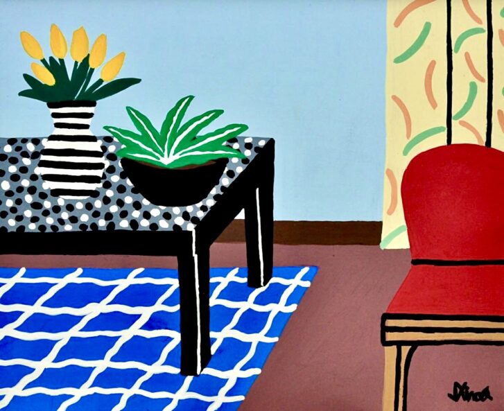 黄色いチューリップのある部屋